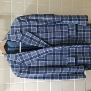 VTG 100% Wool Blue Gray Plaid Mens Blazer Sportcoat 38S